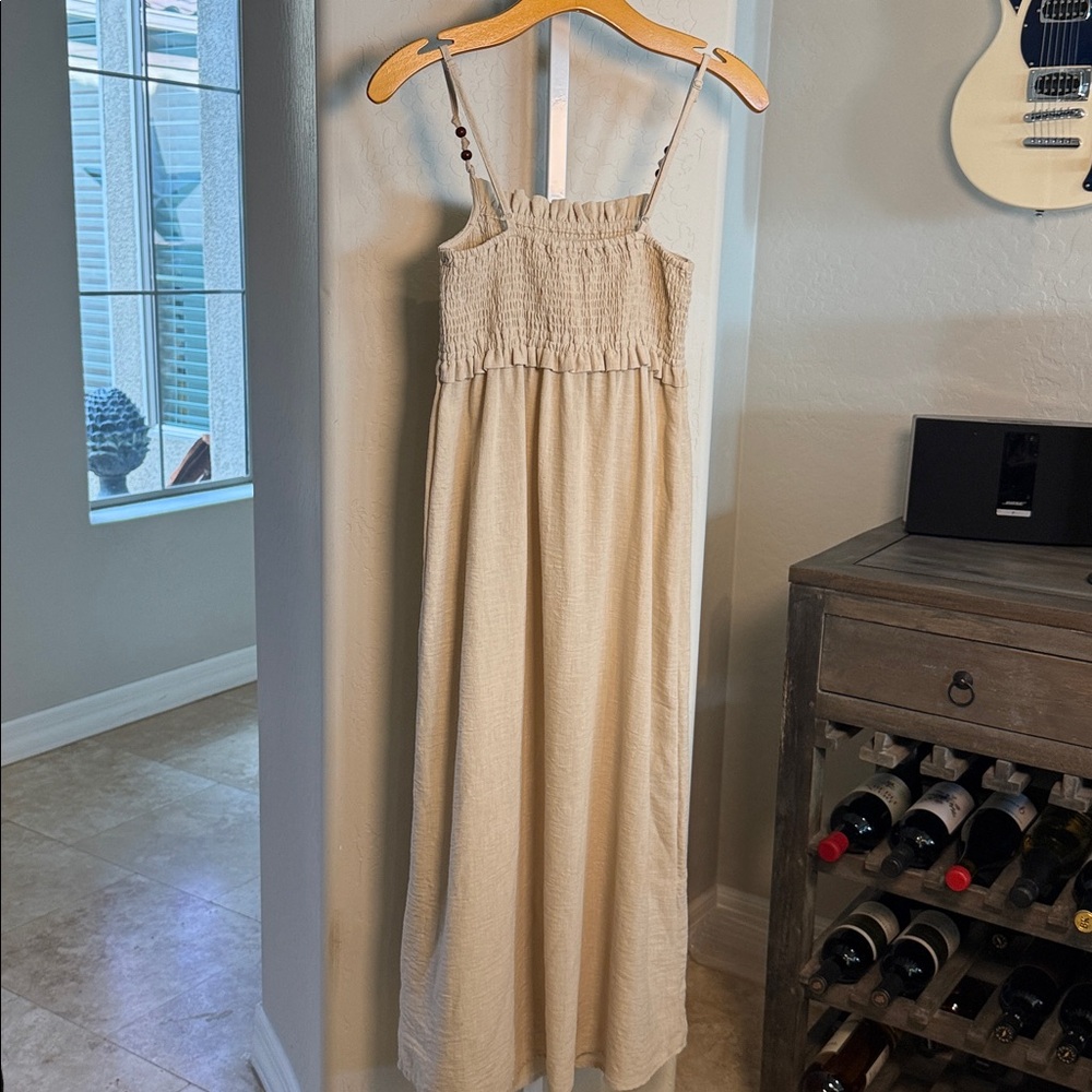 Zara Women’s linen beige Boho Dress - Picture 4 of 6